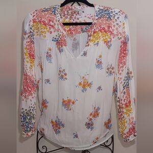 Lucky Brand Multicolor Boho, Cottagecore Floral long sleeve Blouse